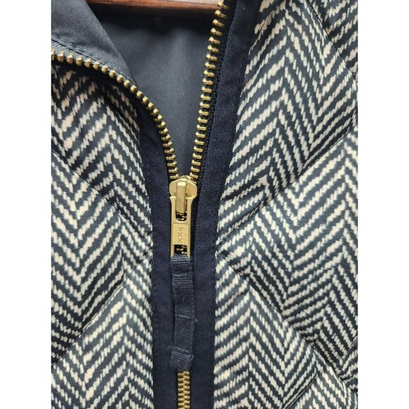 J.Crew Womens Quilted Puffer Vest 60% Down Black & White Herringbone Pattern S - Picture 7 of 9